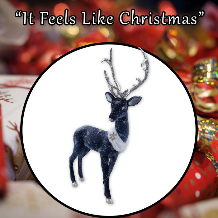 Christmas Deer Decoration 58cm x 28cm Blue X 1