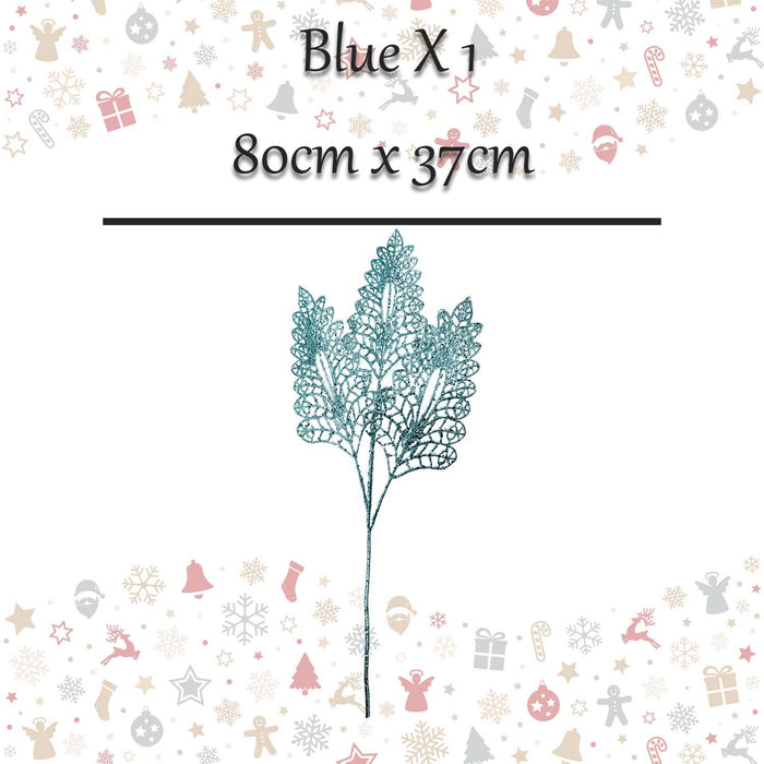Christmas Stem Leaves and Berries Decoration 80cm x 37cm Blue X 1