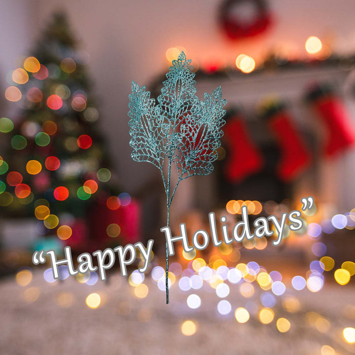 Christmas Stem Leaves and Berries Decoration 80cm x 37cm Blue X 1