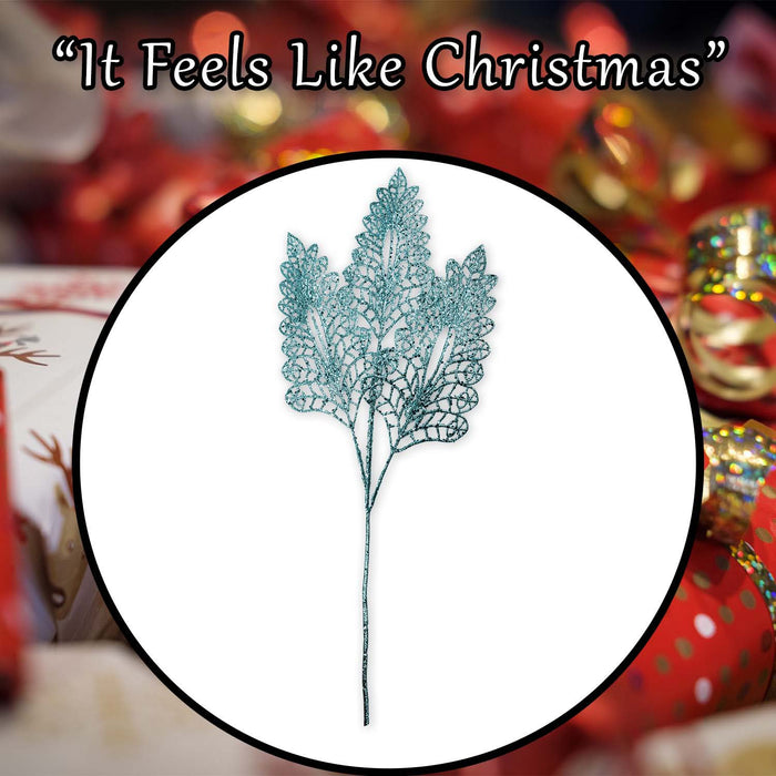 Christmas Stem Leaves and Berries Decoration 80cm x 37cm Blue X 1