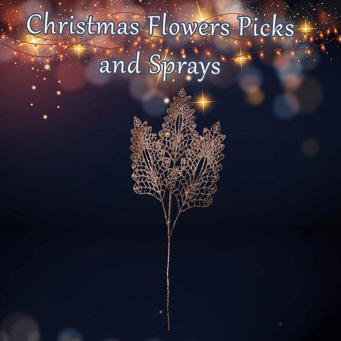 Christmas Stem Leaves Berries Decoration 80cm x 37cm Rose Gold X 1