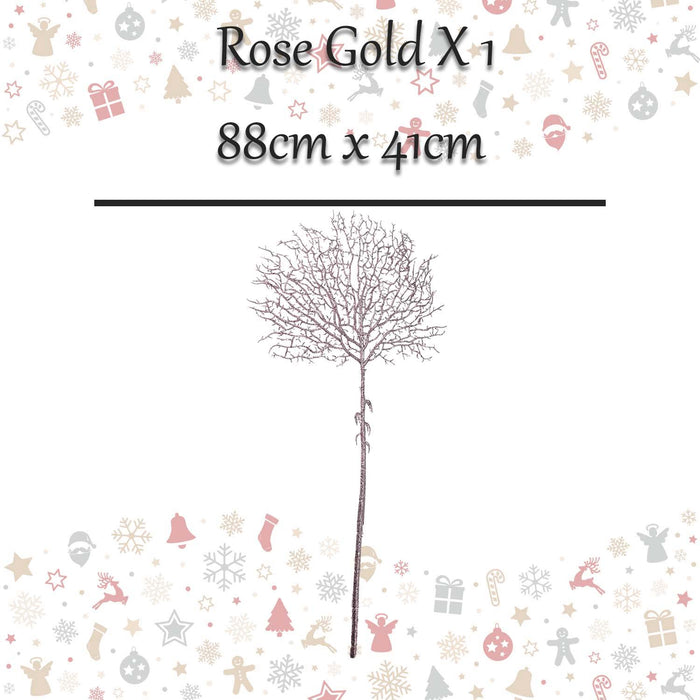 Christmas Glitter Stem Decoration 88cm x 41cm Rose Gold X 1