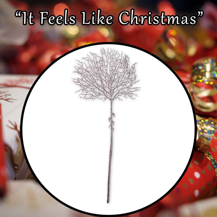 Christmas Glitter Stem Decoration 88cm x 41cm Rose Gold X 1