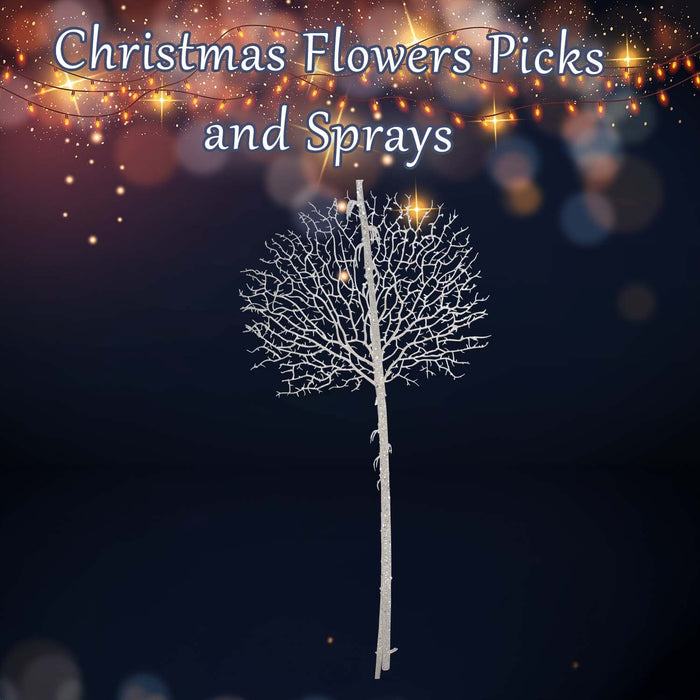 Christmas Glitter Stem Decoration 88cm x 41cm White X 1