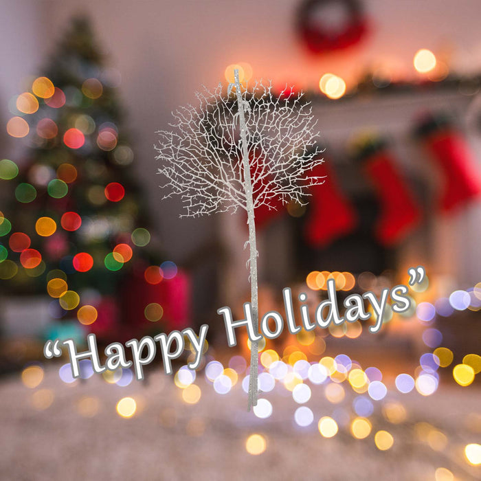 Christmas Glitter Stem Decoration 88cm x 41cm White X 1