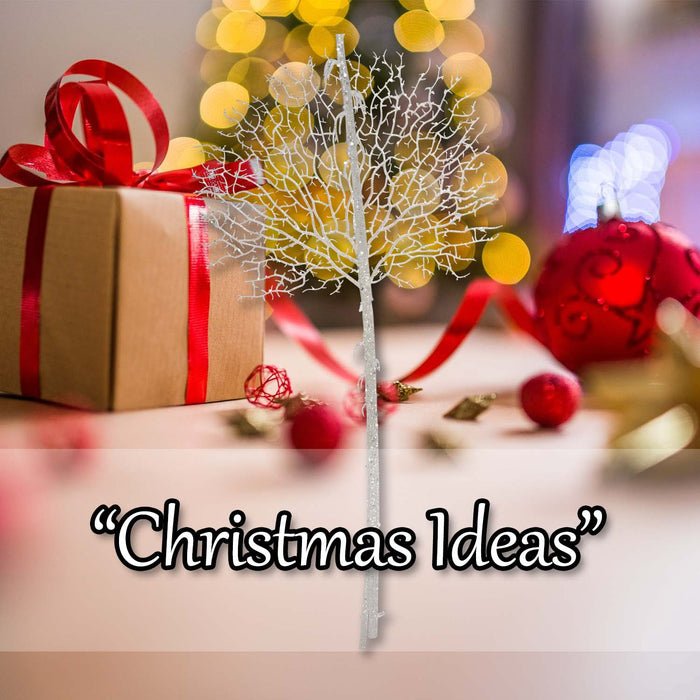 Christmas Glitter Stem Decoration 88cm x 41cm White X 1