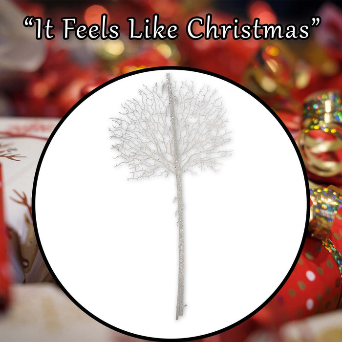 Christmas Glitter Stem Decoration 88cm x 41cm White X 1