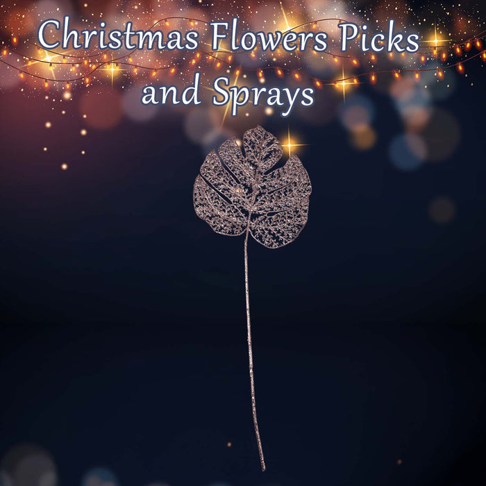 Christmas Glitter Stem Decoration 65cm x 22cm Rose Gold X 1