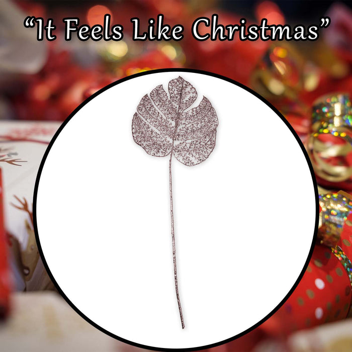 Christmas Glitter Stem Decoration 65cm x 22cm Rose Gold X 1