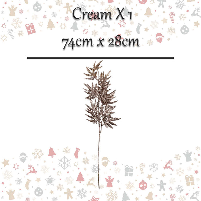 Christmas Stem Leaves and Berries Decoration 74cm x 28cm Cream X 1