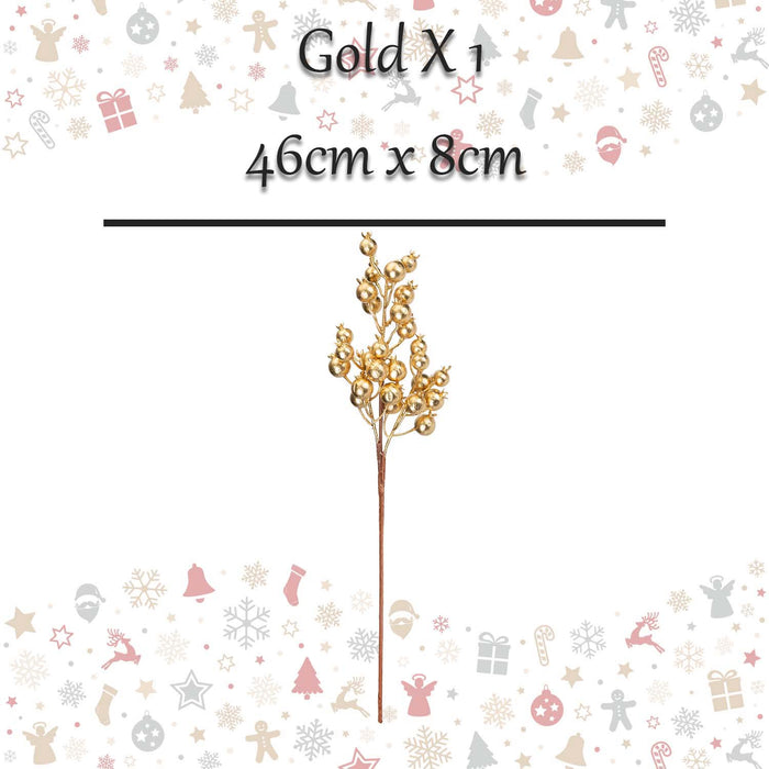 Christmas Berry Spray Decoration 46cm x 8cm Gold X 1