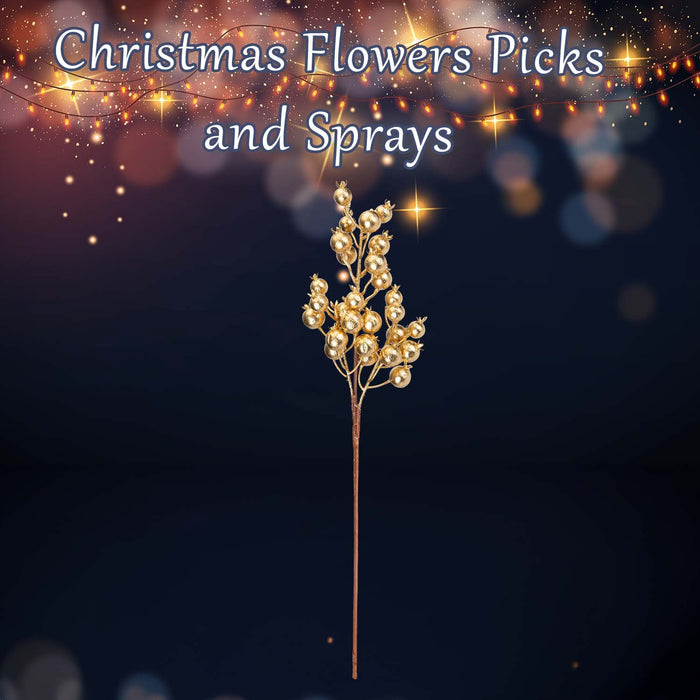 Christmas Berry Spray Decoration 46cm x 8cm Gold X 1