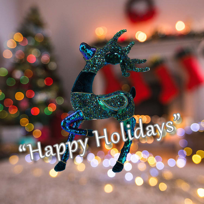 Christmas Peacock Decoration 44cm x 10cm Blue X 1