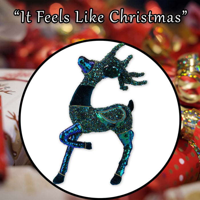 Christmas Peacock Decoration 44cm x 10cm Blue X 1