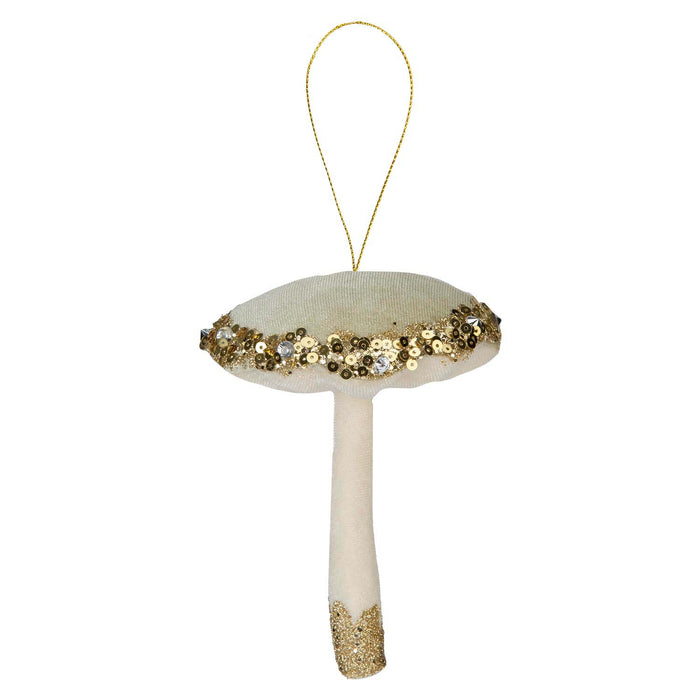 Christmas Velvet Hanging Mushroom Decoration 13cm x 10cm Green X 1