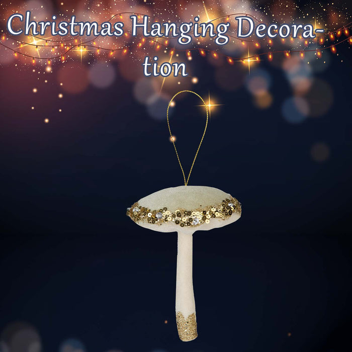 Christmas Velvet Hanging Mushroom Decoration 13cm x 10cm Green X 1