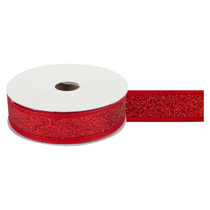 Christmas Ribbon Garland Decoration 4cm x 10cm Red X 1