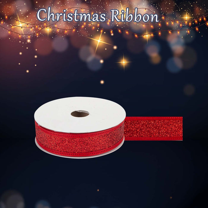 Christmas Ribbon Garland Decoration 4cm x 10cm Red X 1