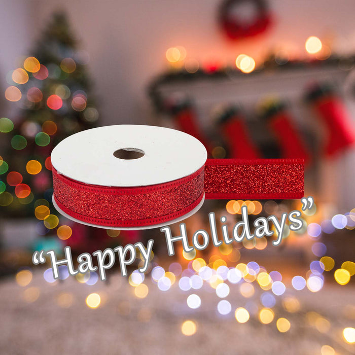 Christmas Ribbon Garland Decoration 4cm x 10cm Red X 1