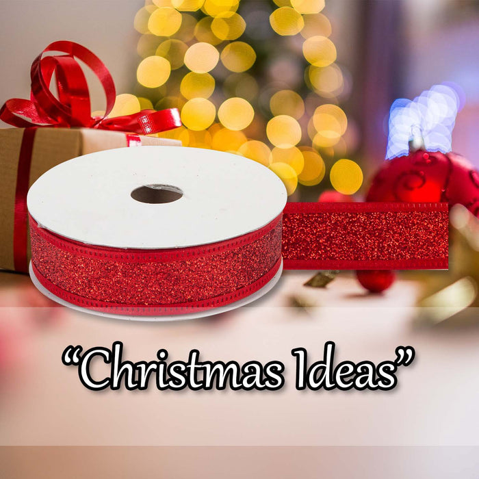Christmas Ribbon Garland Decoration 4cm x 10cm Red X 1
