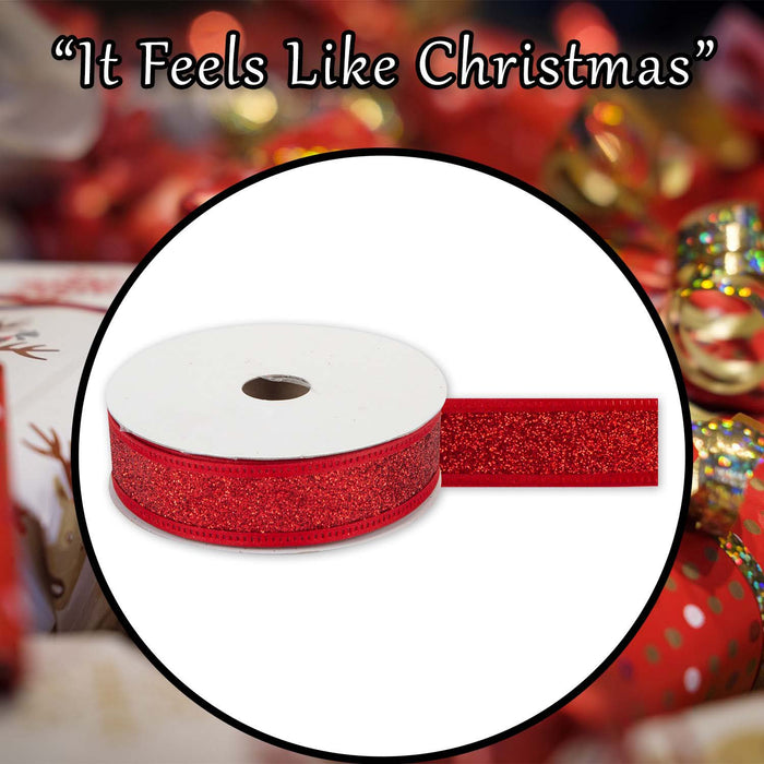 Christmas Ribbon Garland Decoration 4cm x 10cm Red X 1