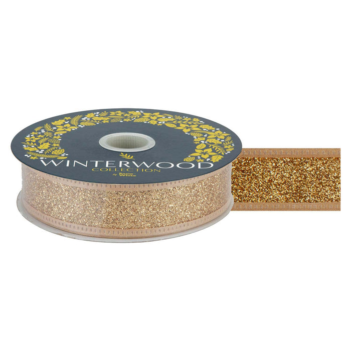 Christmas Ribbon Garland Decoration 4cm x 10cm Gold X 1