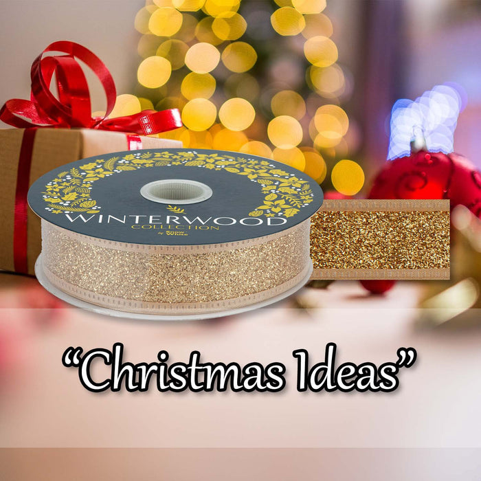 Christmas Ribbon Garland Decoration 4cm x 10cm Gold X 1