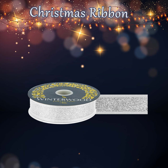 Christmas Ribbon Garland Decoration 4cm x 10cm Silver X 1