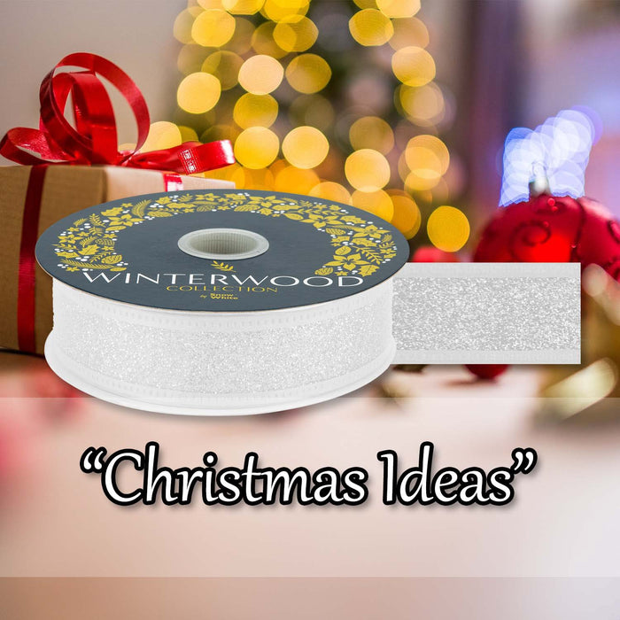 Christmas Ribbon Garland Decoration 4cm x 10cm White X 1