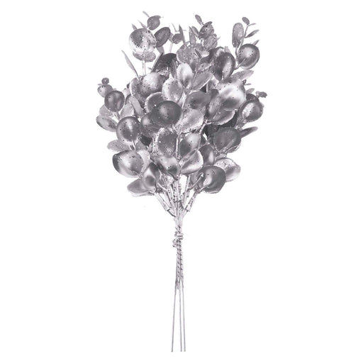 Christmas Eucalyptus Bush Decoration 28cm x 16cm Silver X 1