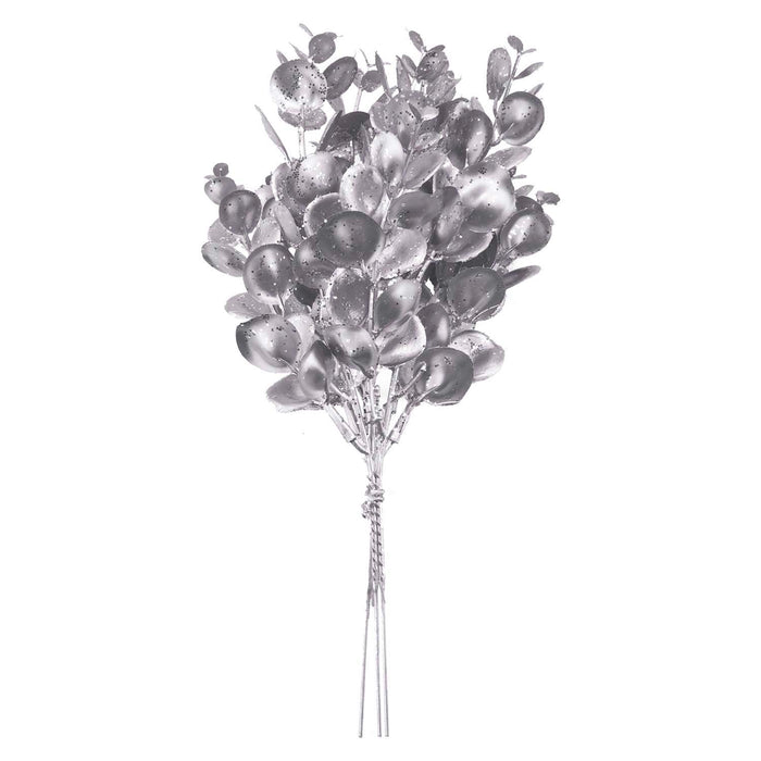 Christmas Eucalyptus Bush Decoration 28cm x 16cm Silver X 1