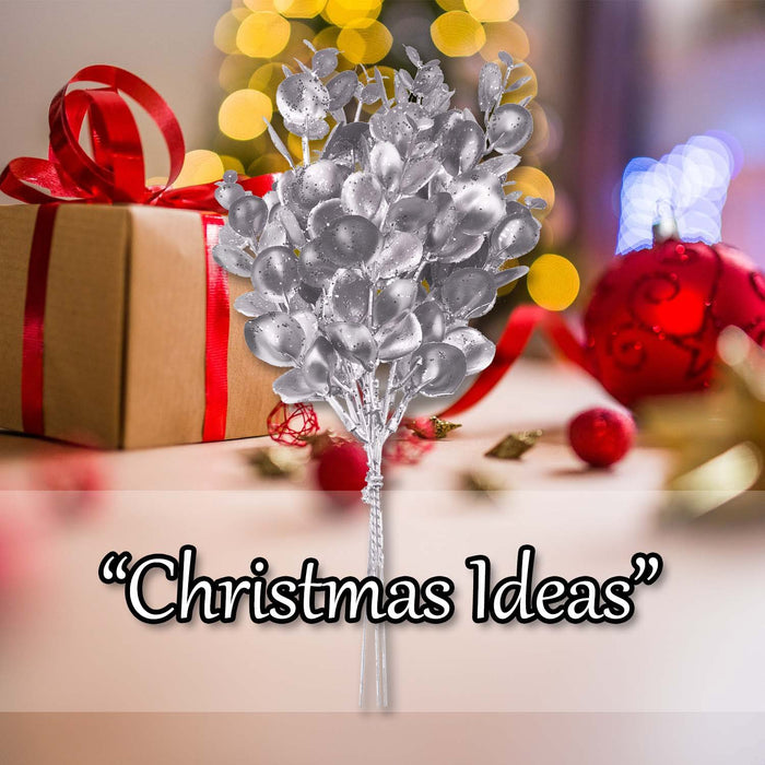 Christmas Eucalyptus Bush Decoration 28cm x 16cm Silver X 1