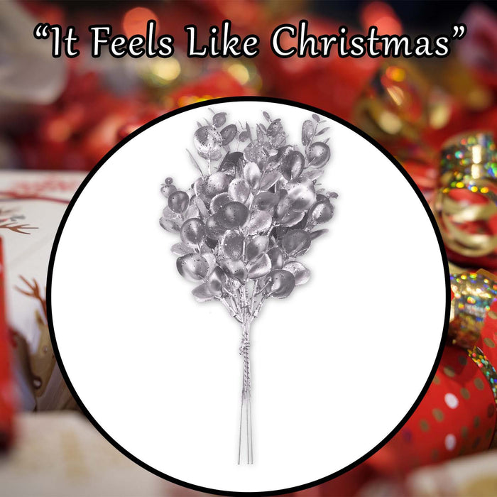 Christmas Eucalyptus Bush Decoration 28cm x 16cm Silver X 1