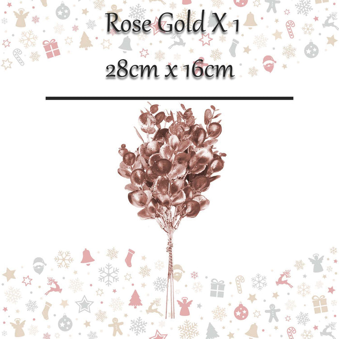 Christmas Eucalyptus Bush Decoration 28cm x 16cm Rose Gold X 1