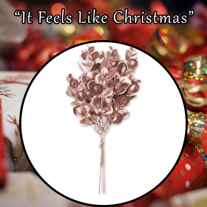 Christmas Eucalyptus Bush Decoration 28cm x 16cm Rose Gold X 1