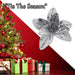 Christmas Velvet Flower Clip Decoration 12cm x 6cm White X 1