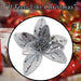 Christmas Velvet Flower Clip Decoration 12cm x 6cm White X 1