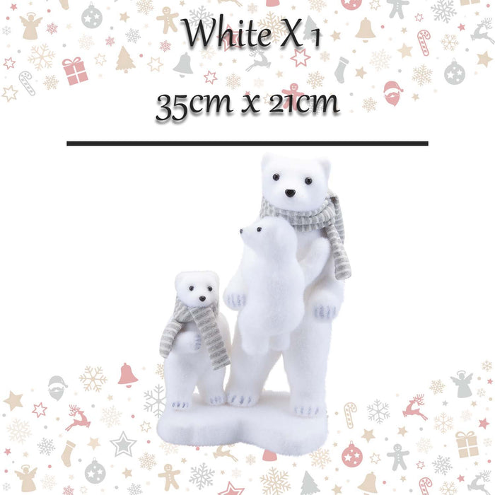Christmas Polar Bear Decoration 35cm x 21cm White X 1