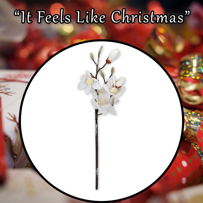 Christmas Fabric Magnolia Spray Decoration 70cm x 19cm Gold X 1