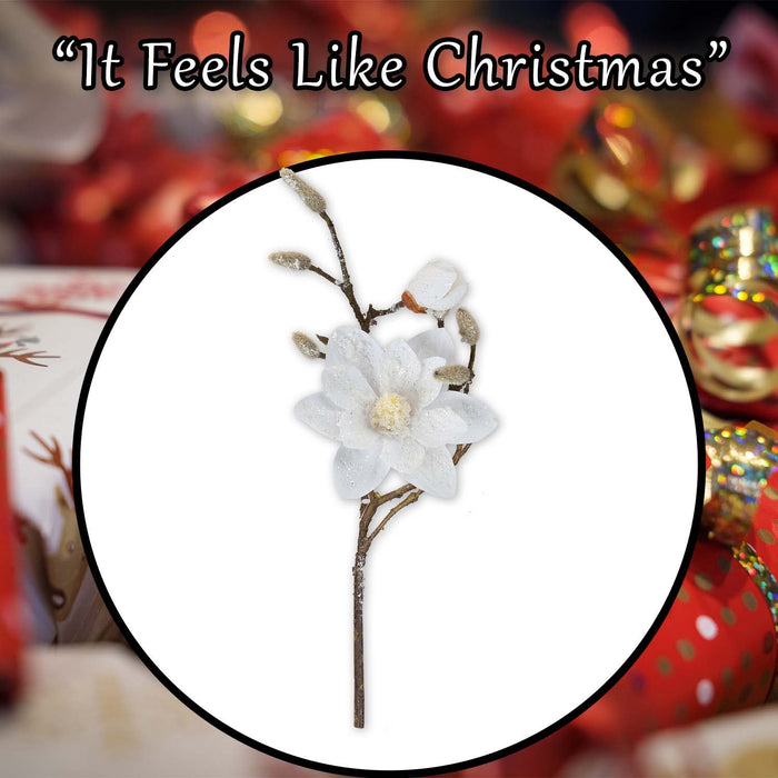 Christmas Fabric Magnolia Spray Decoration 42cm x 17cm Gold X 1