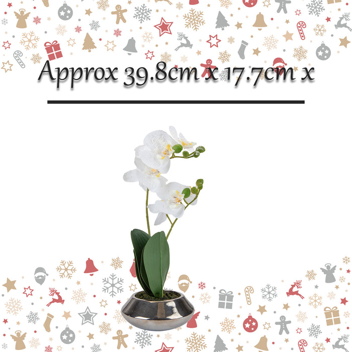 Phalaenopsis Sequins Potted Plant Artificial X 1 39.8cm x 17.7cm x 24.5cm Cream