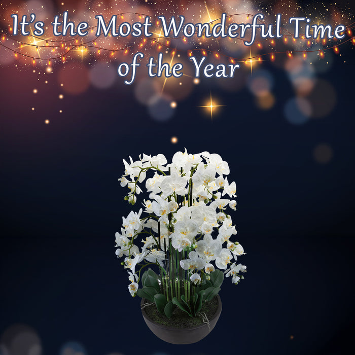 90Cm Real Touch Phalaenopsis Spray Christmas Pot X 1 90cm Cream