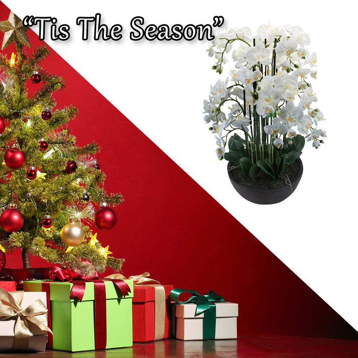 90Cm Real Touch Phalaenopsis Spray Christmas Pot X 1 90cm Cream