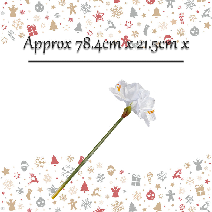 Christmas Amaryllis Sequins Spray Decoration X 1 78.4cm x 21.5cm x 16.8cm White