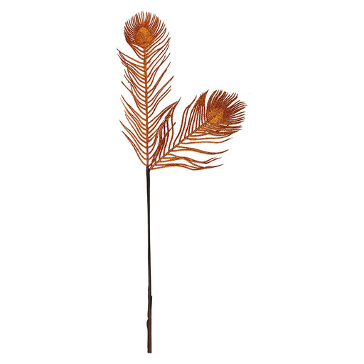 Christmas Peacock Feather Stem Decoration 73cm x 16cm Copper X 1