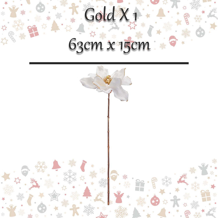 Christmas Magnolia Stem Decoration 63cm x 15cm Gold X 1