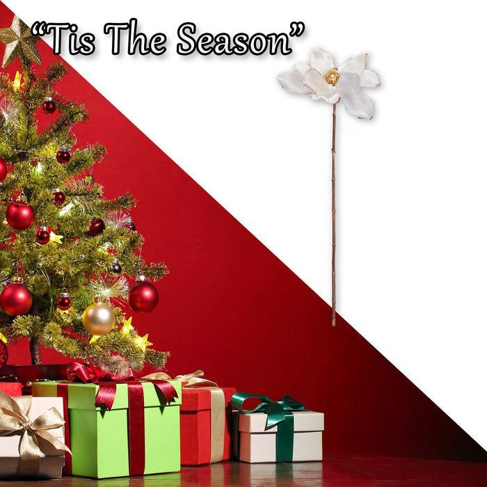 Christmas Magnolia Stem Decoration 63cm x 15cm Gold X 1
