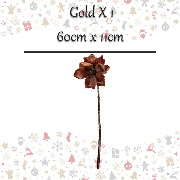 Christmas Magnolia Stem Decoration 60cm x 11cm Gold X 1