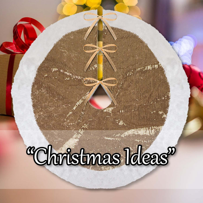 Christmas Sequin Tree Skirt Decoration 49cm x 31cm Gold X 1