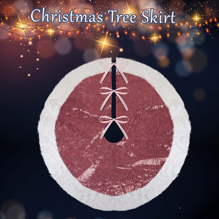 Christmas Sequin Tree Skirt Decoration 49cm x 31cm Pink X 1